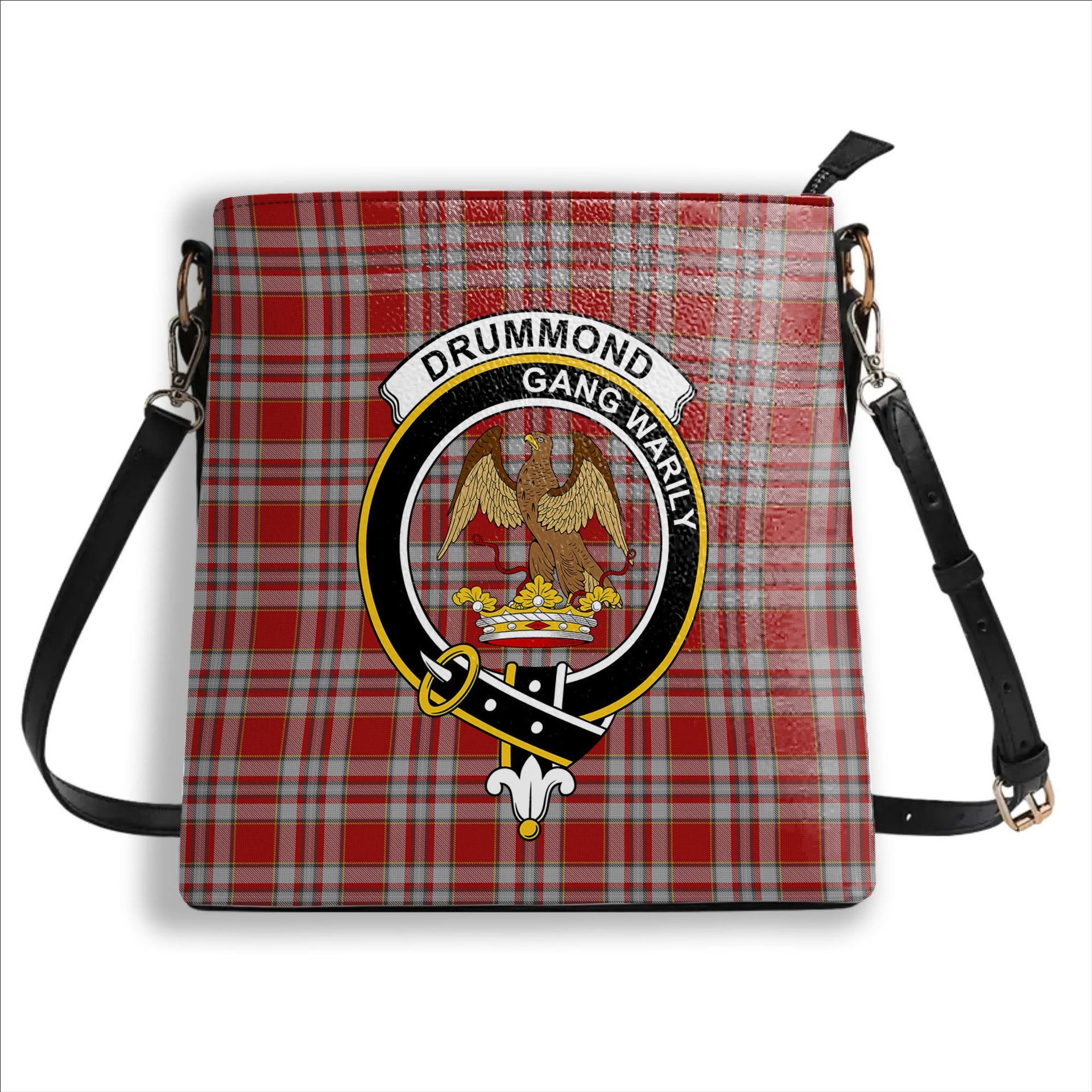 ScotsTee Shop Scottish Drummond of Perth Dress 3 Crest Tartan Bucket Bag Ladies Shoulder Bag Midi