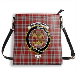 ScotsTee Shop Scottish Drummond of Perth Dress 3 Crest Tartan Bucket Bag Ladies Shoulder Bag Midi