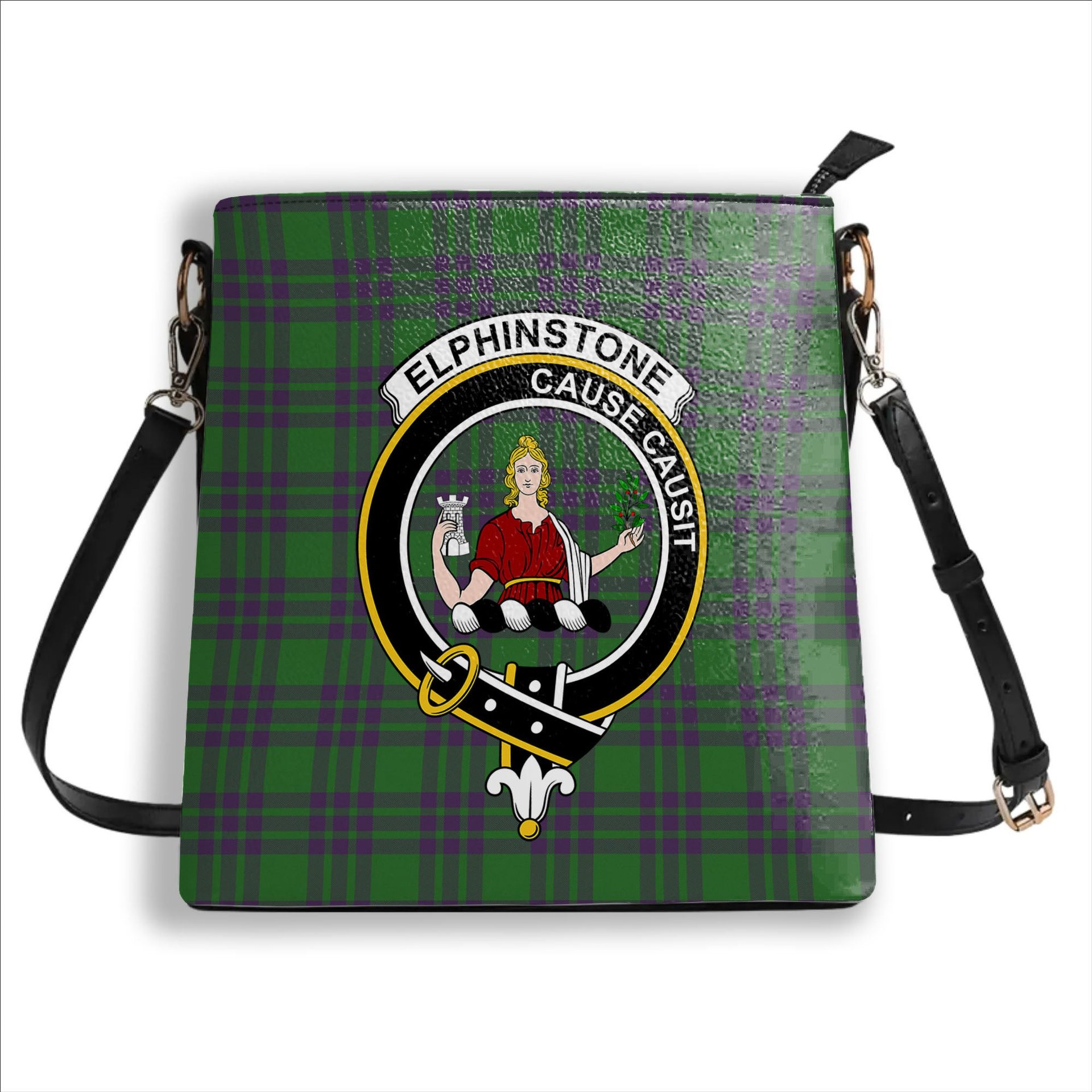 ScotsTee Shop Scottish Elphinstone Ancient Crest Tartan Bucket Bag Ladies Shoulder Bag Midi