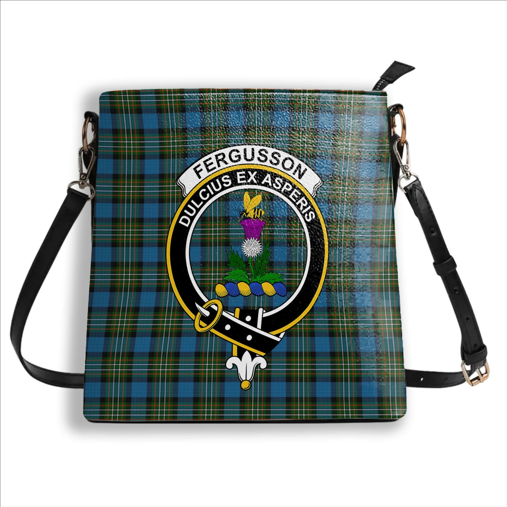 ScotsTee Shop Scottish Ferguson Tarlogie Crest Tartan Bucket Bag Ladies Shoulder Bag Midi