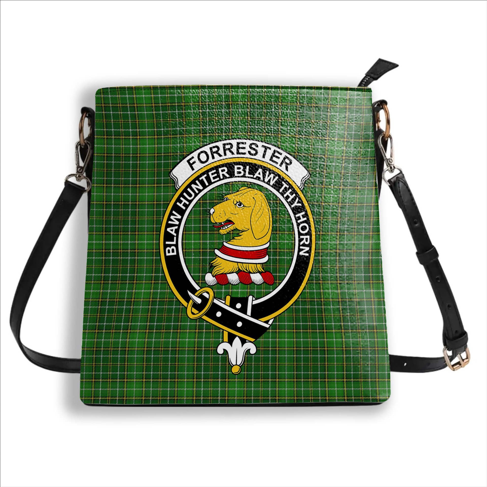 ScotsTee Shop Scottish Forrester Hunting Crest Tartan Bucket Bag Ladies Shoulder Bag Midi