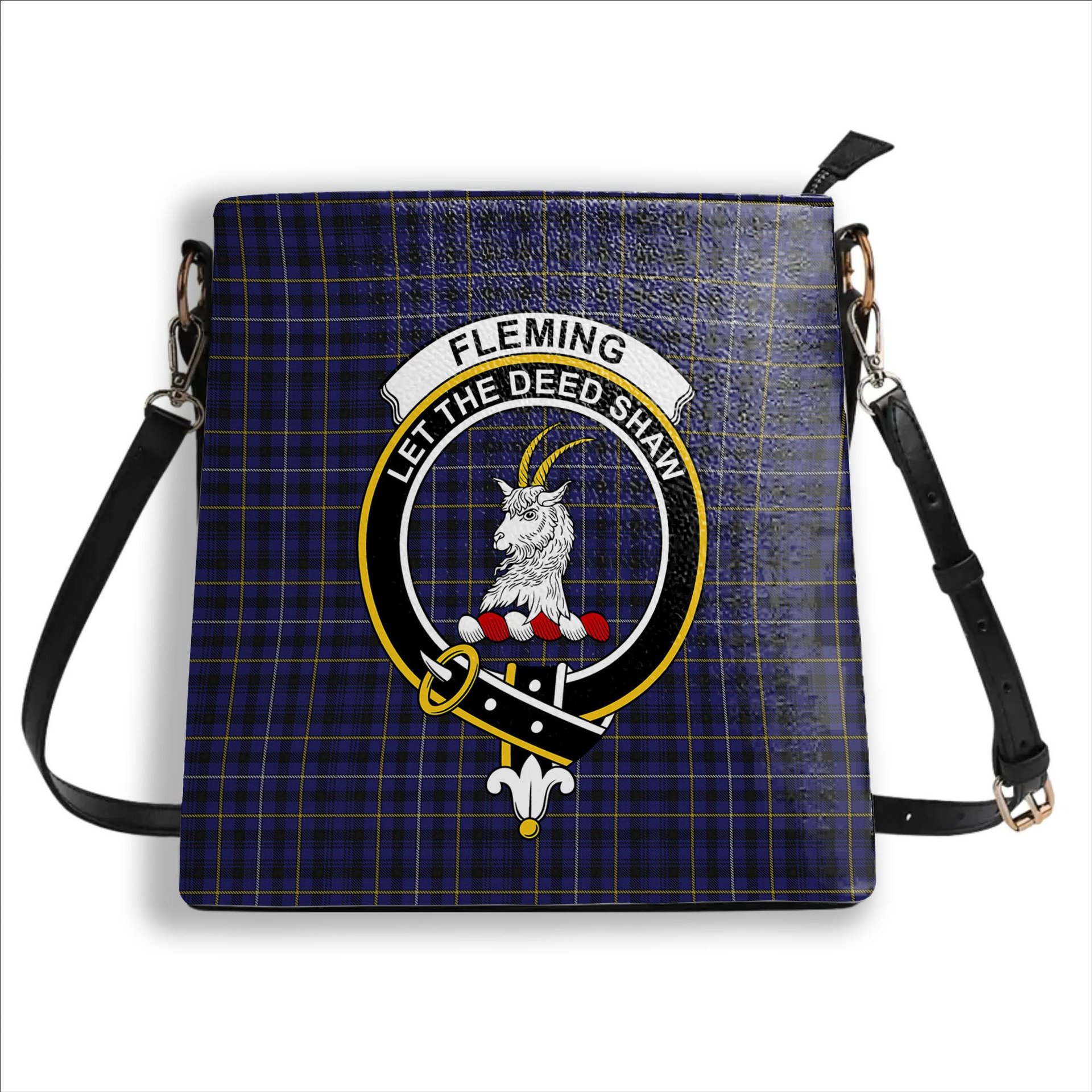ScotsTee Shop Scottish Fleming Crest Tartan Bucket Bag Ladies Shoulder Bag Midi