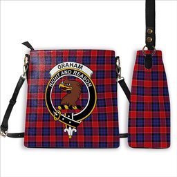 ScotsTee Shop Scottish Graham of Menteith Red Crest Tartan Bucket Bag Ladies Shoulder Bag Midi