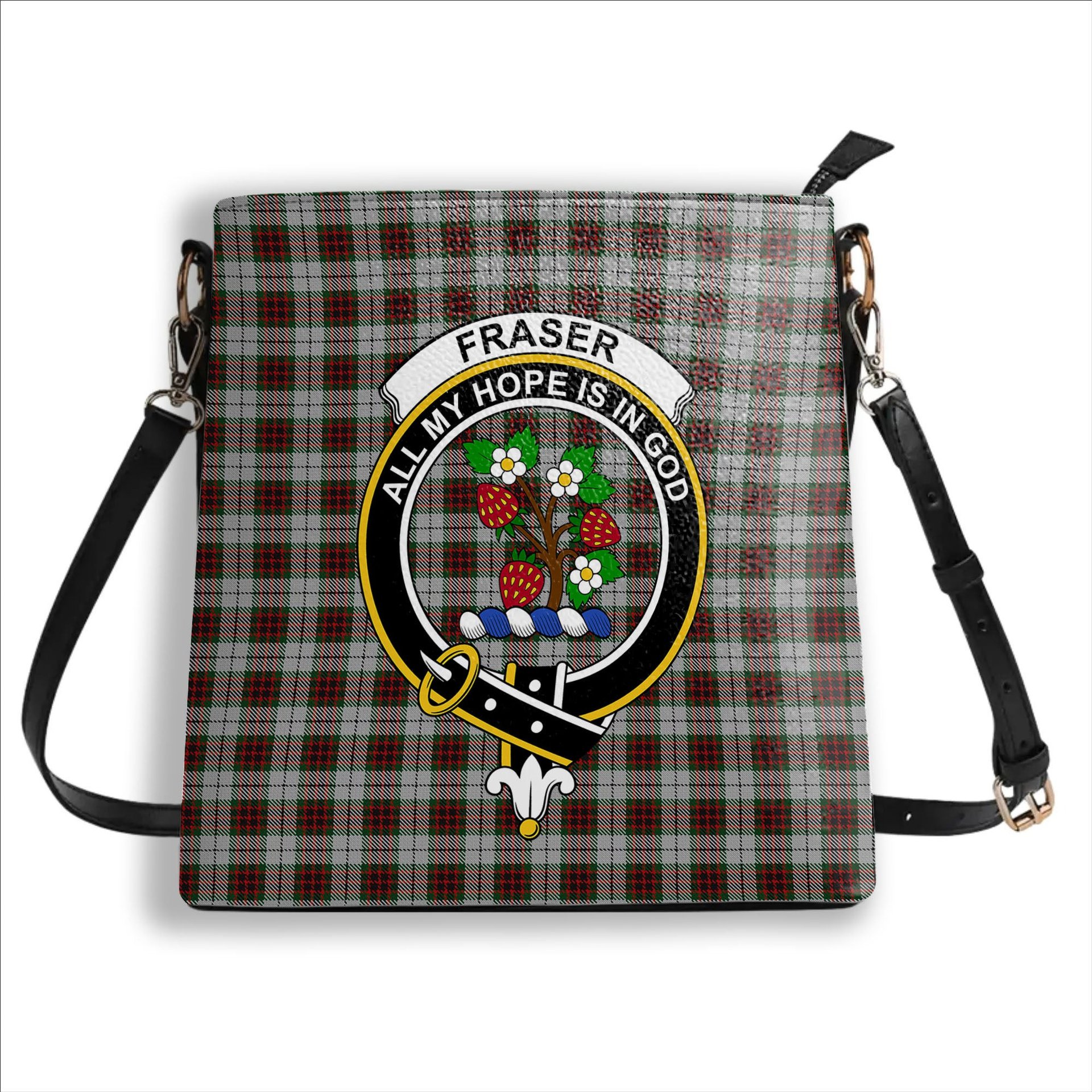 ScotsTee Shop Scottish Fraser Dress Crest Tartan Bucket Bag Ladies Shoulder Bag Midi