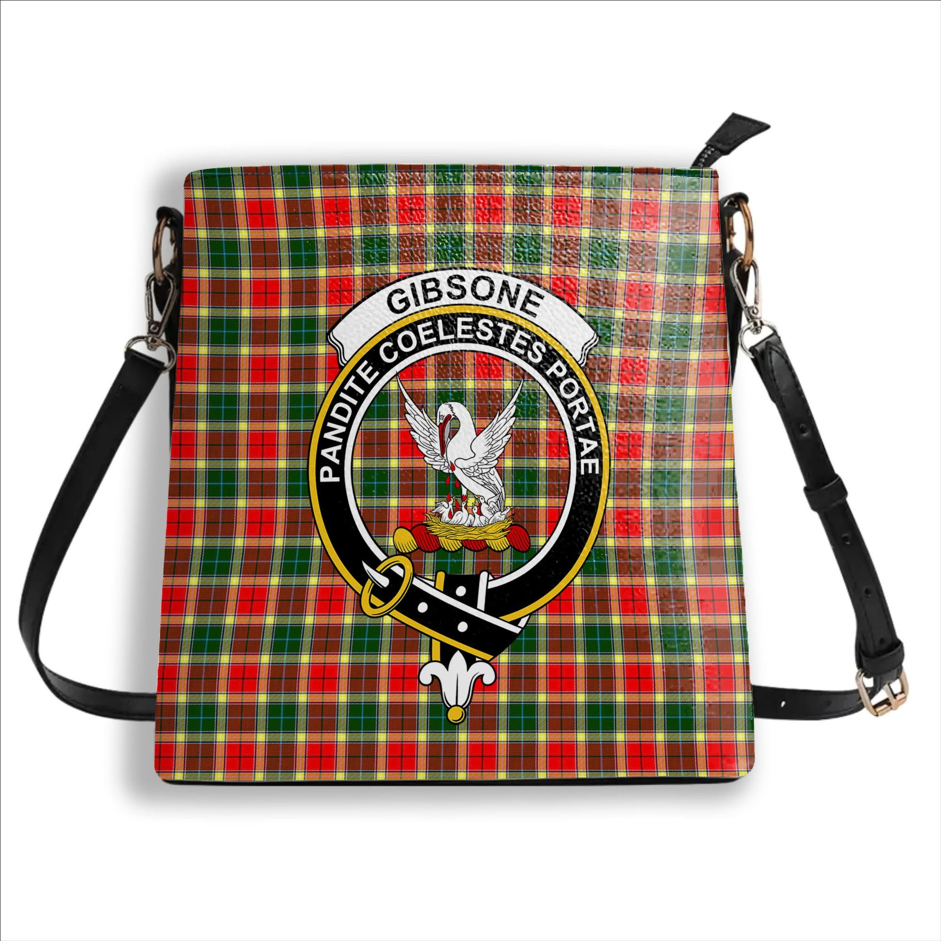 ScotsTee Shop Scottish Gibsone Crest Tartan Bucket Bag Ladies Shoulder Bag Midi