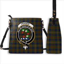 ScotsTee Shop Scottish Fraser Hunting 1 Crest Tartan Bucket Bag Ladies Shoulder Bag Midi