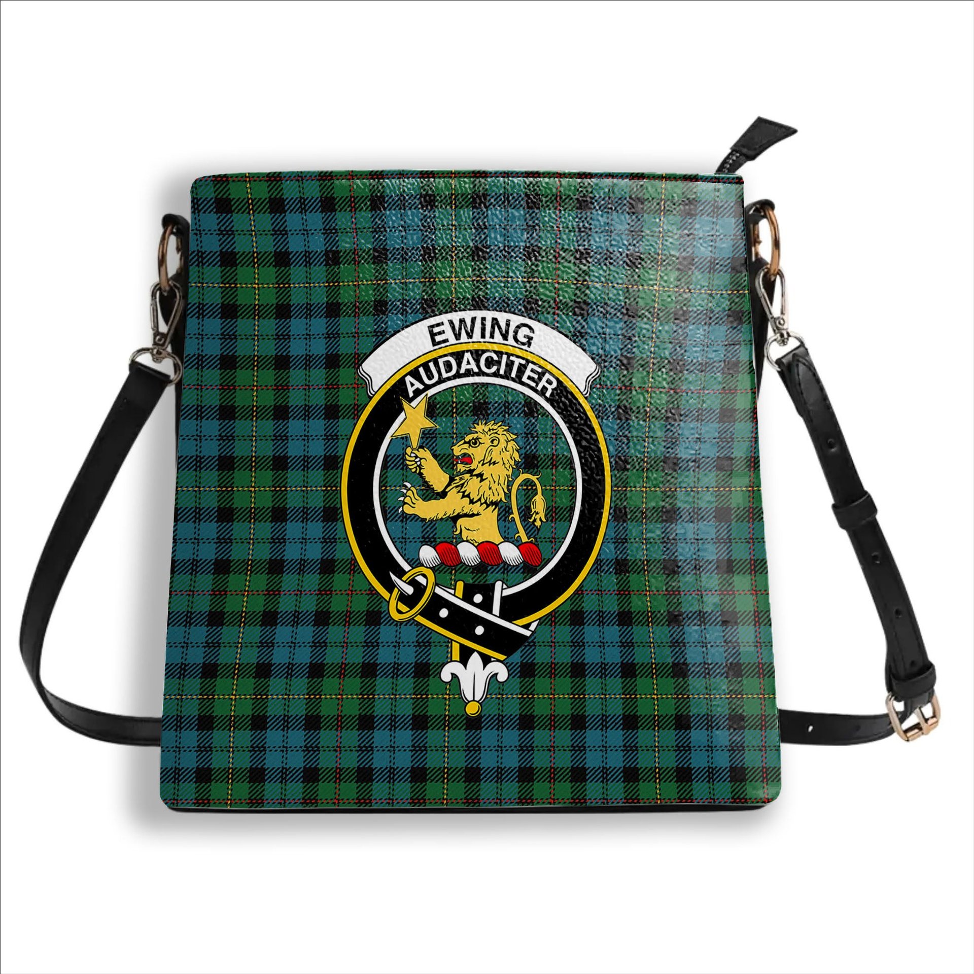 ScotsTee Shop Scottish Ewing Ancient Crest Tartan Bucket Bag Ladies Shoulder Bag Midi