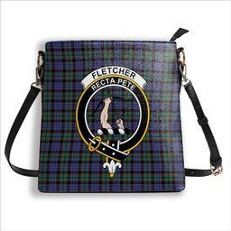 ScotsTee Shop Scottish Fletcher Modern Crest Tartan Bucket Bag Ladies Shoulder Bag Midi