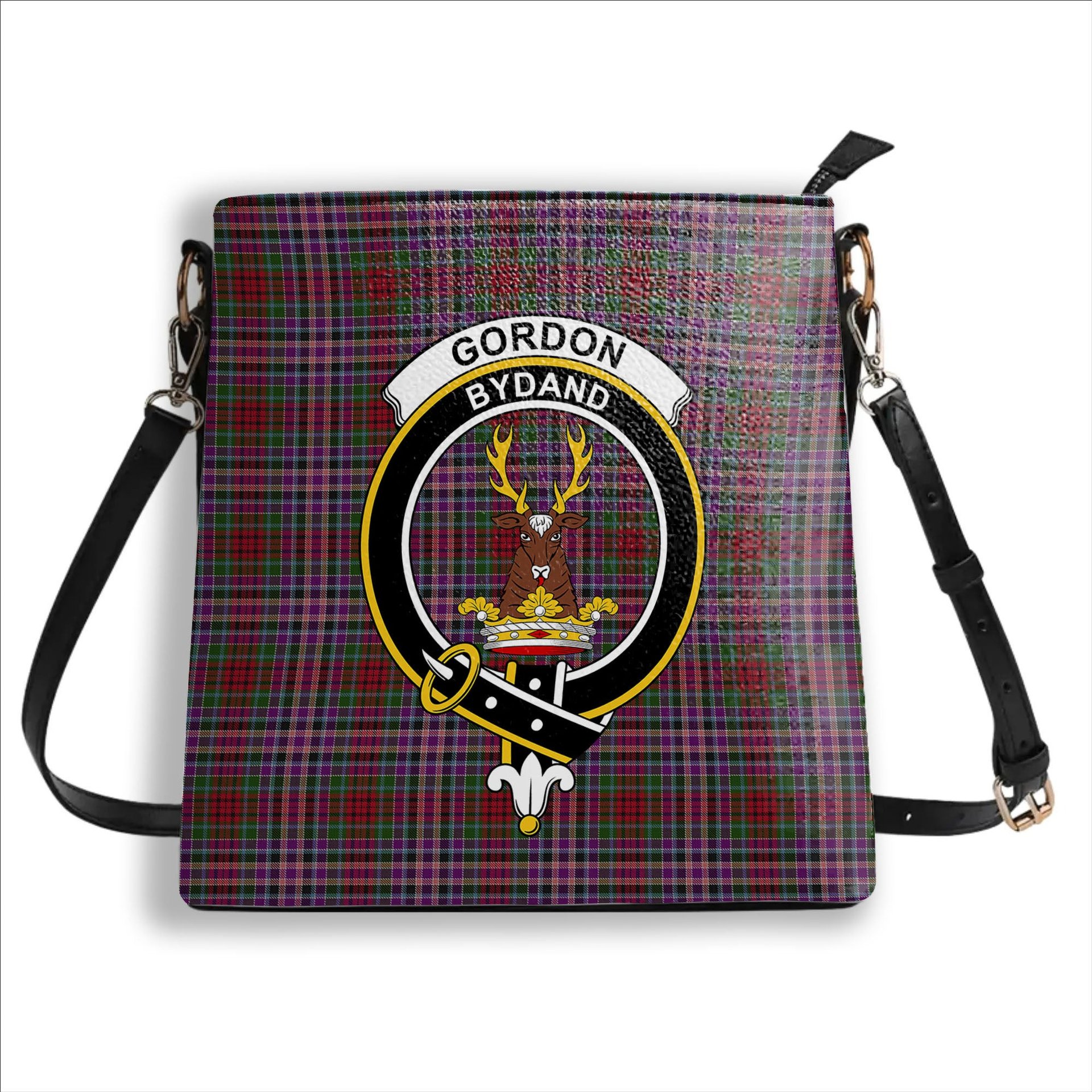 ScotsTee Shop Scottish Gordon Red 1819 Crest Tartan Bucket Bag Ladies Shoulder Bag Midi
