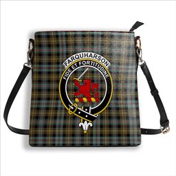 ScotsTee Shop Scottish Farquharson Weathered Crest Tartan Bucket Bag Ladies Shoulder Bag Midi