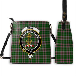 ScotsTee Shop Scottish Gray Hunting SC Crest Tartan Bucket Bag Ladies Shoulder Bag Midi