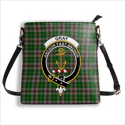 ScotsTee Shop Scottish Gray Hunting SC Crest Tartan Bucket Bag Ladies Shoulder Bag Midi