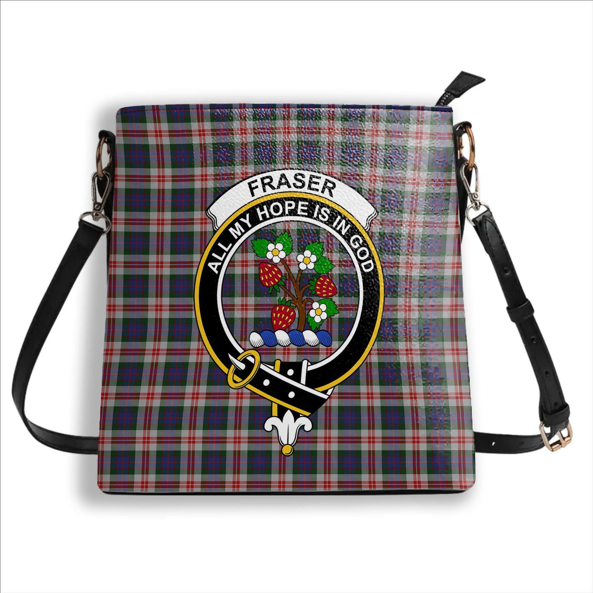 ScotsTee Shop Scottish Fraser Red Dress Crest Tartan Bucket Bag Ladies Shoulder Bag Midi