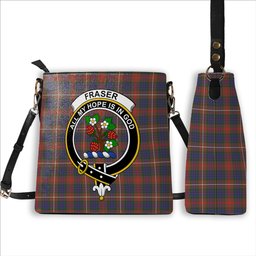 ScotsTee Shop Scottish Fraser Hunting Modern Crest Tartan Bucket Bag Ladies Shoulder Bag Midi