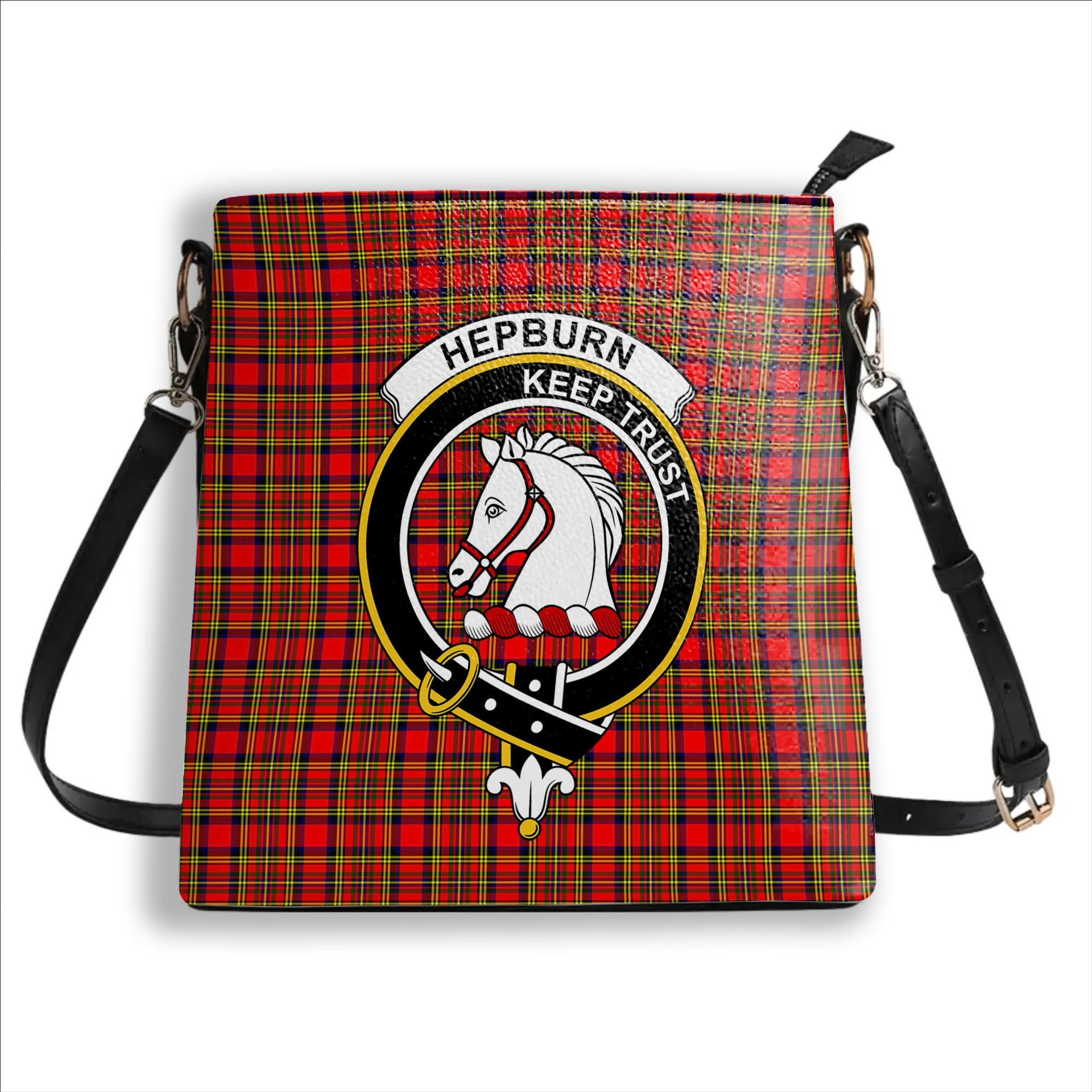 ScotsTee Shop Scottish Hepburn SC Crest Tartan Bucket Bag Ladies Shoulder Bag Midi