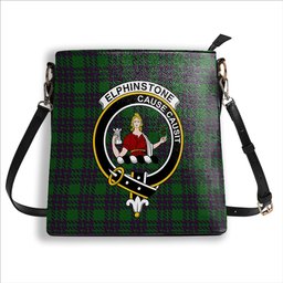 ScotsTee Shop Scottish Elphinstone Hunting Crest Tartan Bucket Bag Ladies Shoulder Bag Midi