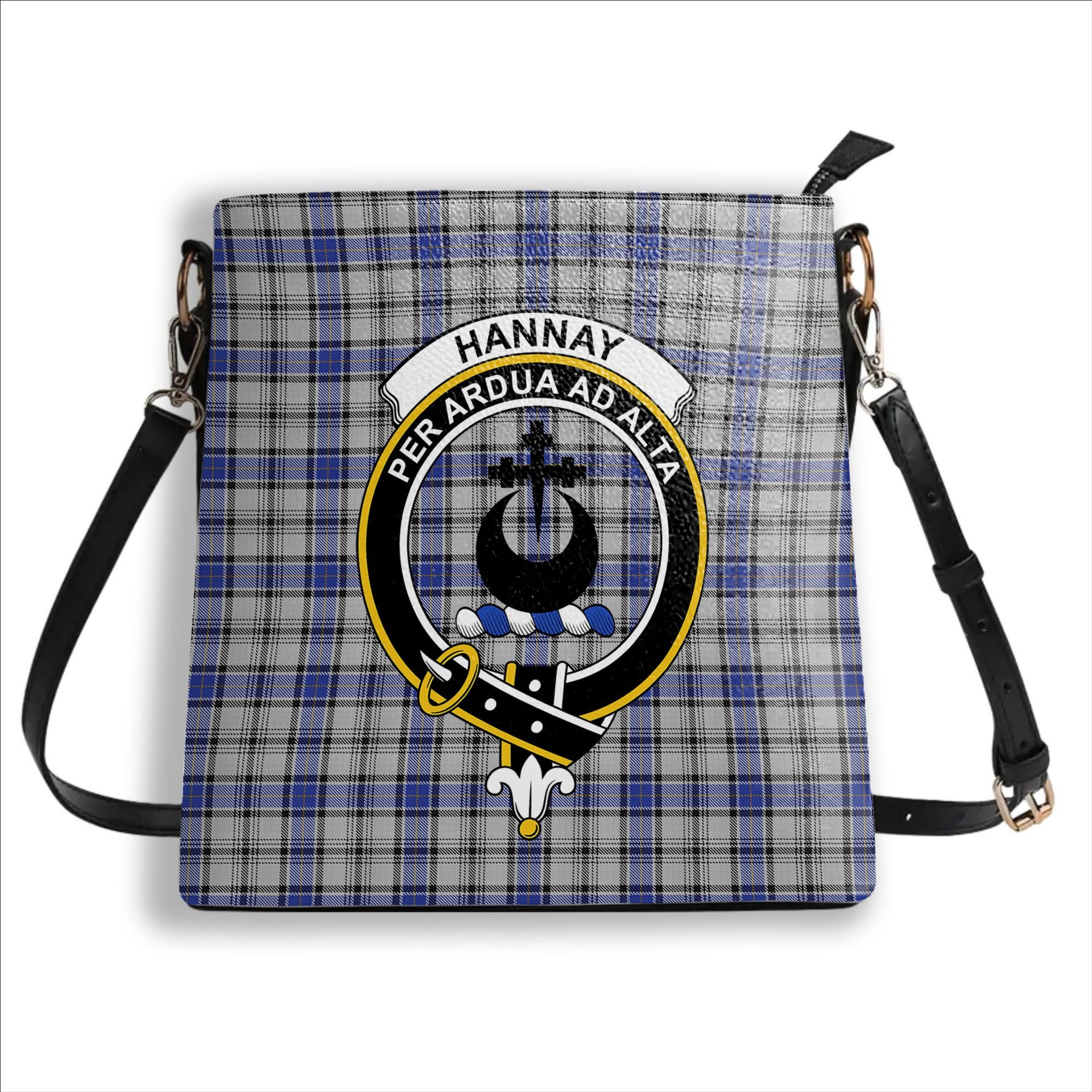 ScotsTee Shop Scottish Hannay Crest Tartan Bucket Bag Ladies Shoulder Bag Midi