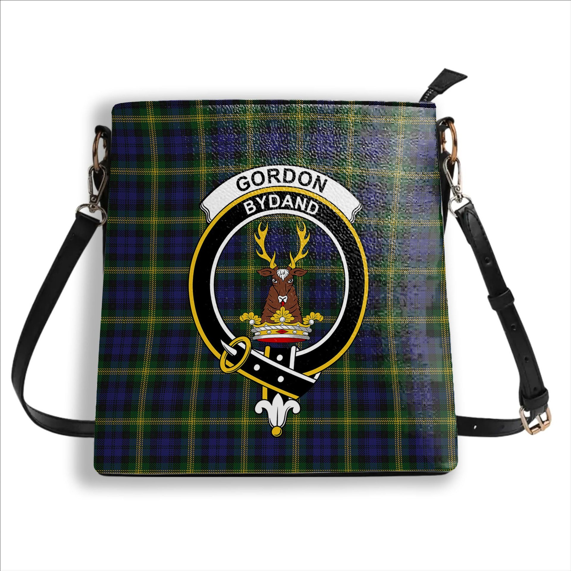 ScotsTee Shop Scottish Gordon of Esslemont Crest Tartan Bucket Bag Ladies Shoulder Bag Midi