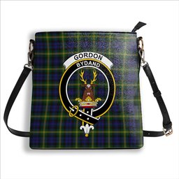 ScotsTee Shop Scottish Gordon of Esslemont Crest Tartan Bucket Bag Ladies Shoulder Bag Midi