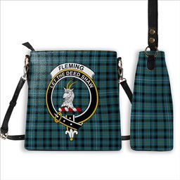 ScotsTee Shop Scottish Fleming Ancient Crest Tartan Bucket Bag Ladies Shoulder Bag Midi