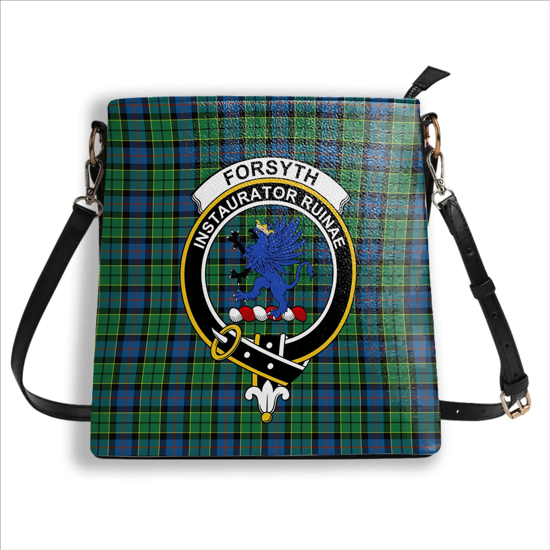 ScotsTee Shop Scottish Forsyth Ancient Crest Tartan Bucket Bag Ladies Shoulder Bag Midi