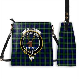 ScotsTee Shop Scottish Forbes Modern Crest Tartan Bucket Bag Ladies Shoulder Bag Midi