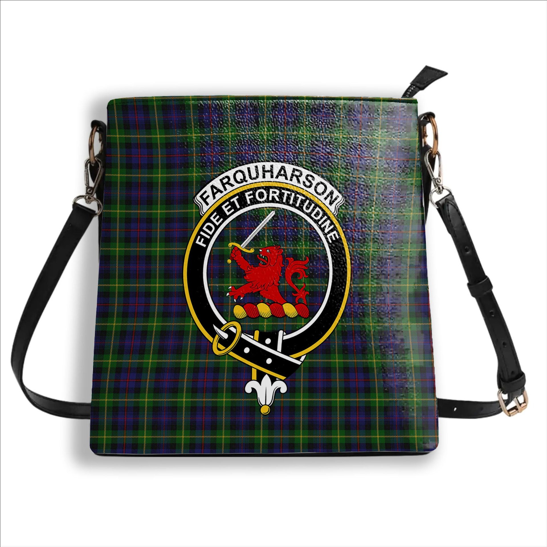 ScotsTee Shop Scottish Farquharson Crest Tartan Bucket Bag Ladies Shoulder Bag Midi
