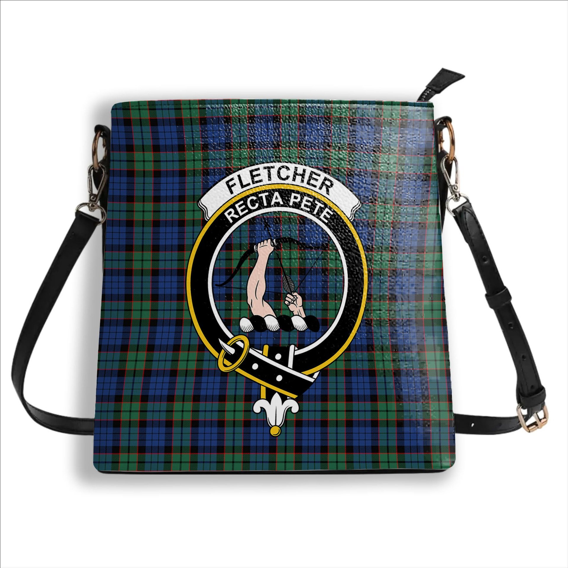 ScotsTee Shop Scottish Fletcher Ancient Crest Tartan Bucket Bag Ladies Shoulder Bag Midi