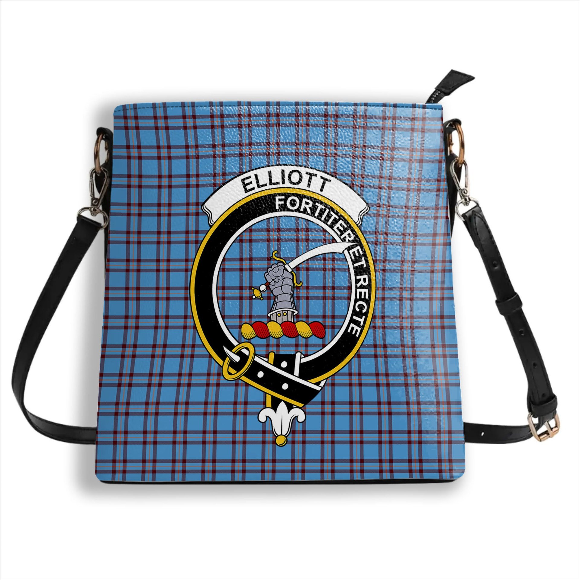 ScotsTee Shop Scottish Elliot Ancient Crest Tartan Bucket Bag Ladies Shoulder Bag Midi