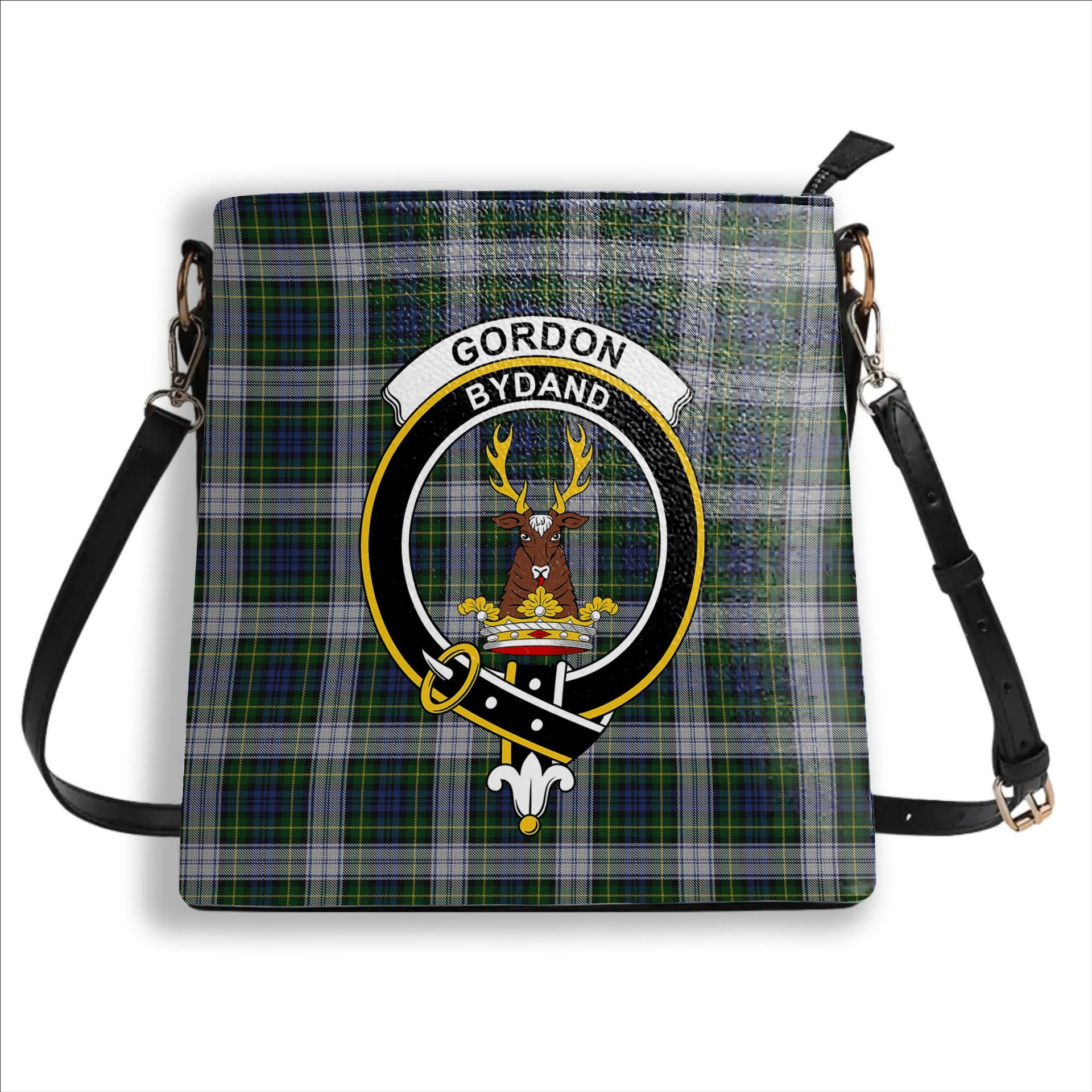 ScotsTee Shop Scottish Gordon Dress Crest Tartan Bucket Bag Ladies Shoulder Bag Midi