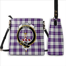 ScotsTee Shop Scottish Dunlop Dress Modern Crest Tartan Bucket Bag Ladies Shoulder Bag Midi