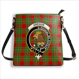 ScotsTee Shop Scottish Gregor Modern Crest Tartan Bucket Bag Ladies Shoulder Bag Midi