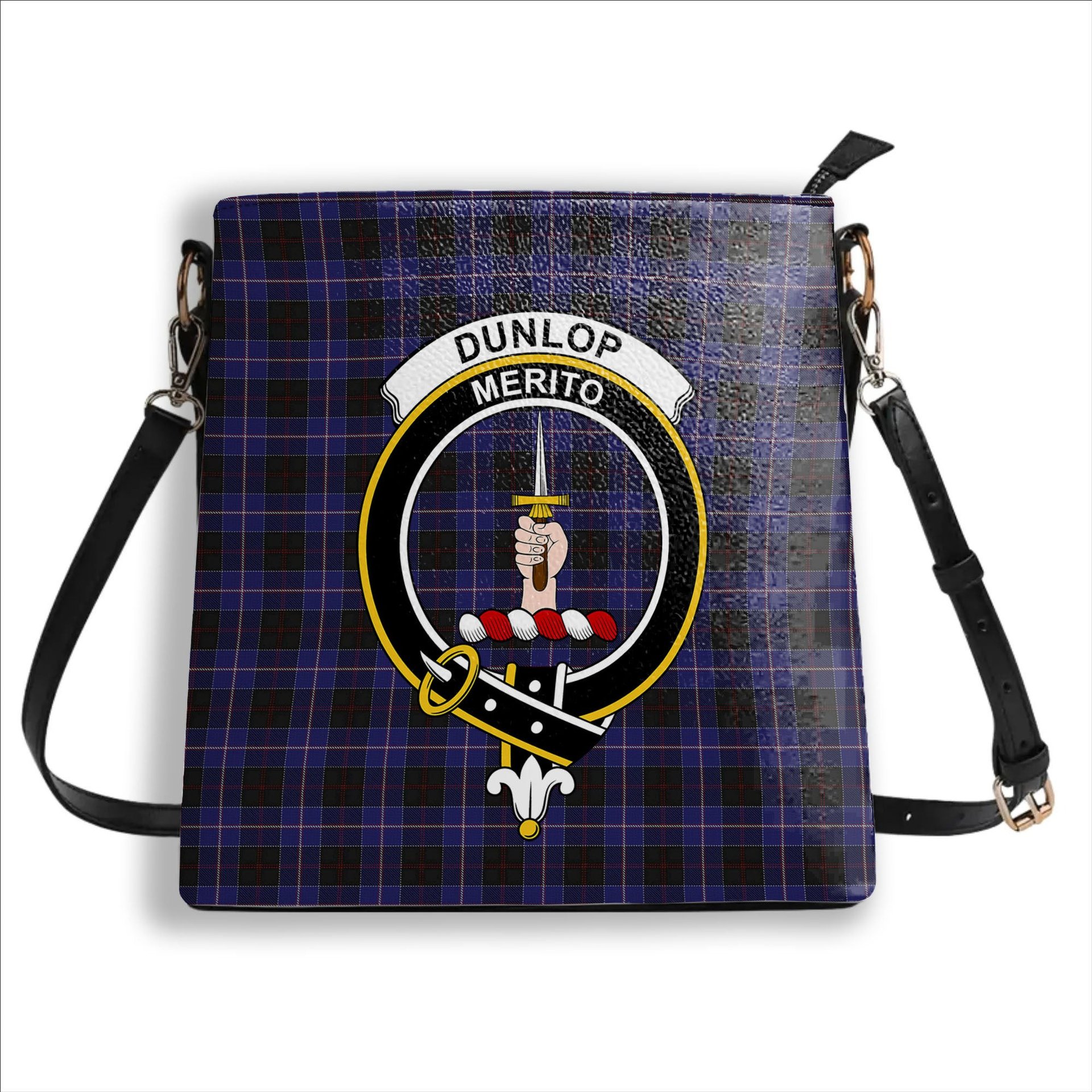 ScotsTee Shop Scottish Dunlop Crest Tartan Bucket Bag Ladies Shoulder Bag Midi