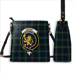 ScotsTee Shop Scottish Ewing Modern Crest Tartan Bucket Bag Ladies Shoulder Bag Midi