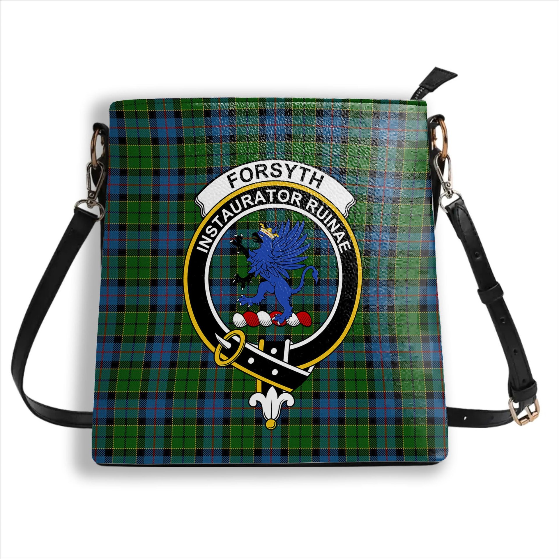 ScotsTee Shop Scottish Forsyth 1795 Crest Tartan Bucket Bag Ladies Shoulder Bag Midi