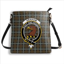 ScotsTee Shop Scottish Graham of Menteith Weathered Crest Tartan Bucket Bag Ladies Shoulder Bag Midi