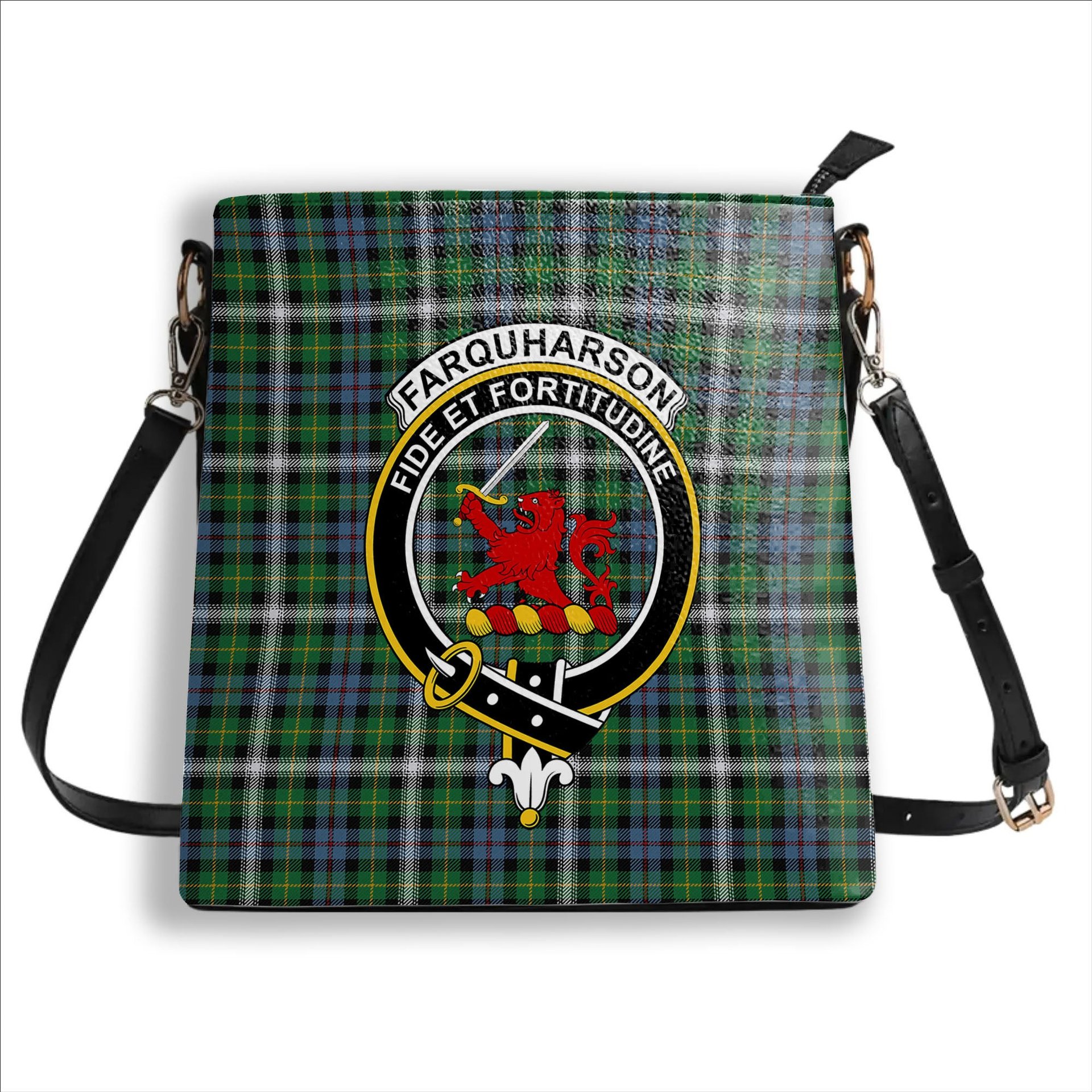 ScotsTee Shop Scottish Farquharson Dress Ancient Crest Tartan Bucket Bag Ladies Shoulder Bag Midi
