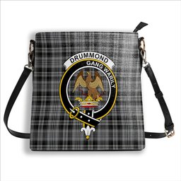 ScotsTee Shop Scottish Drummond Grey Modern Crest Tartan Bucket Bag Ladies Shoulder Bag Midi