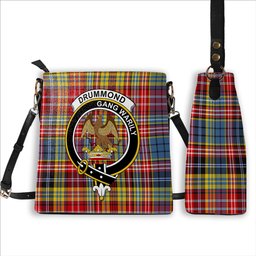ScotsTee Shop Scottish Drummond of Strathallan Modern Crest Tartan Bucket Bag Ladies Shoulder Bag Midi