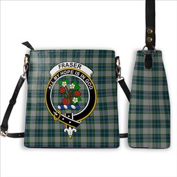 ScotsTee Shop Scottish Fraser Arisaid Crest Tartan Bucket Bag Ladies Shoulder Bag Midi