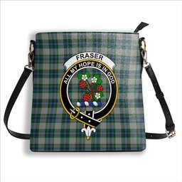 ScotsTee Shop Scottish Fraser Arisaid Crest Tartan Bucket Bag Ladies Shoulder Bag Midi