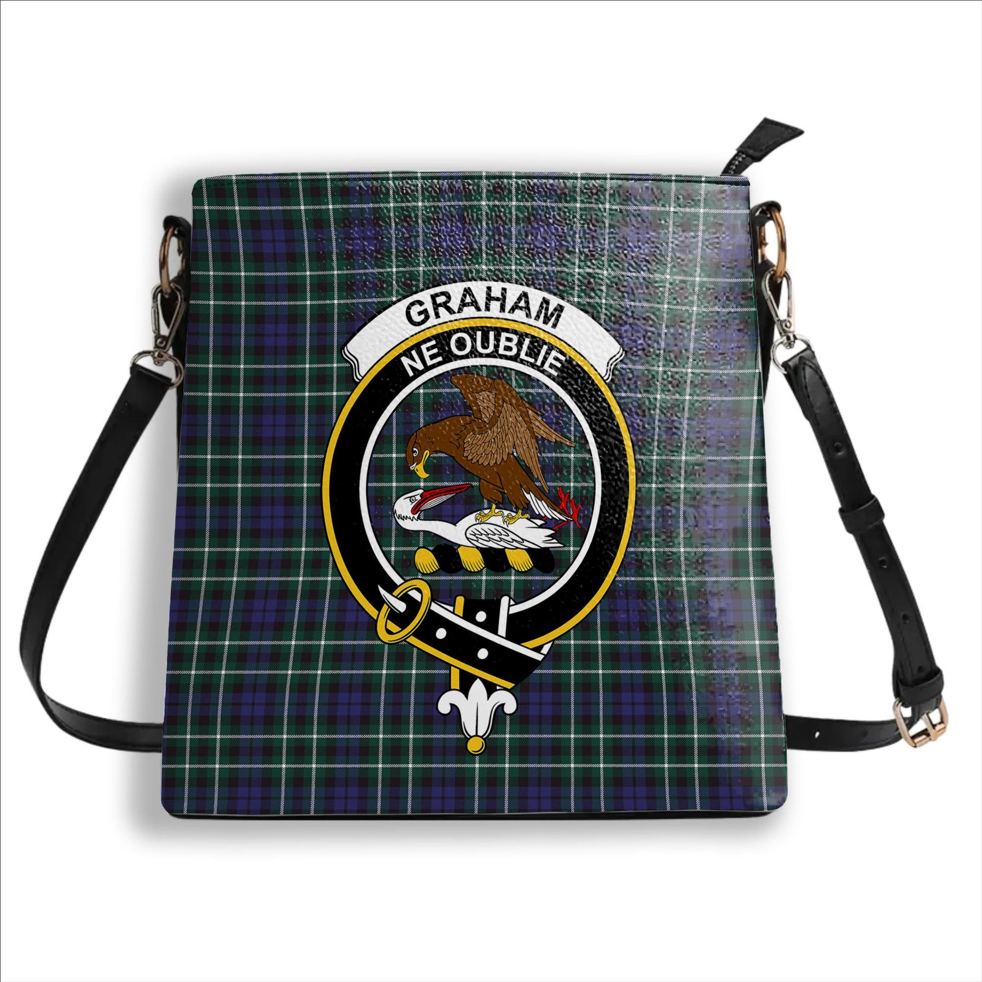 ScotsTee Shop Scottish Graham of Montrose Modern Crest Tartan Bucket Bag Ladies Shoulder Bag Midi