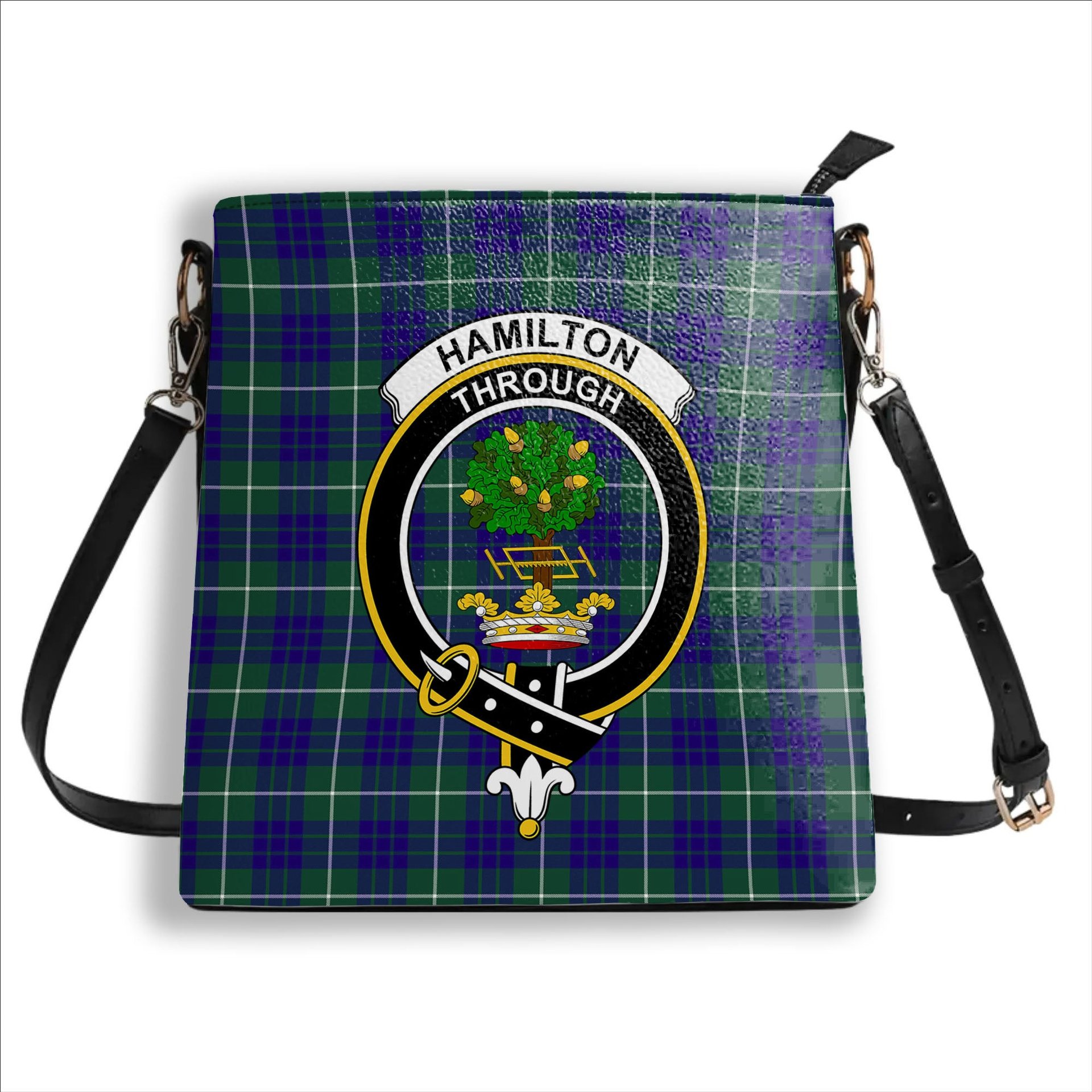 ScotsTee Shop Scottish Hamilton Hunting Modern Crest Tartan Bucket Bag Ladies Shoulder Bag Midi