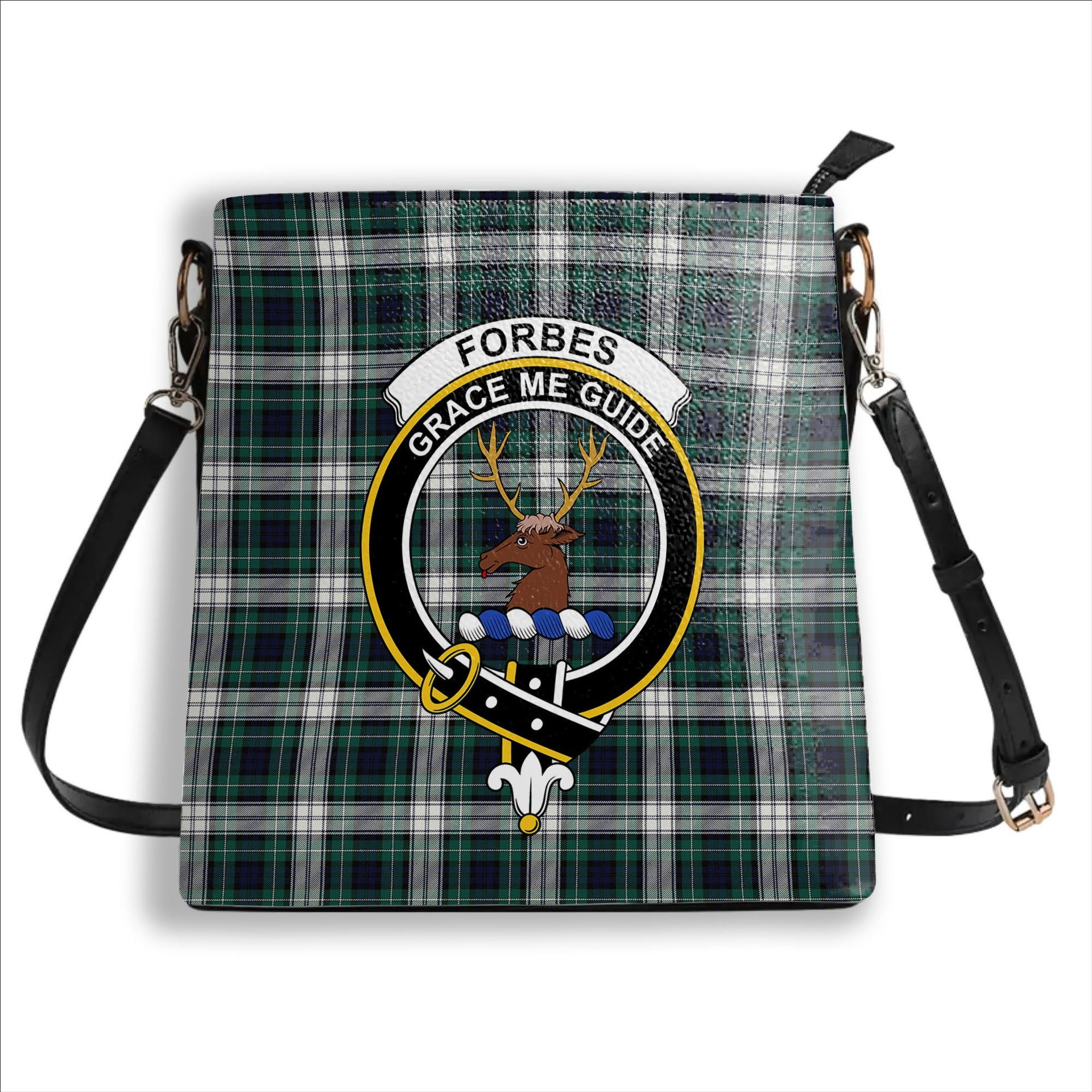 ScotsTee Shop Scottish Forbes Dress Modern Crest Tartan Bucket Bag Ladies Shoulder Bag Midi