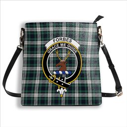 ScotsTee Shop Scottish Forbes Dress Modern Crest Tartan Bucket Bag Ladies Shoulder Bag Midi