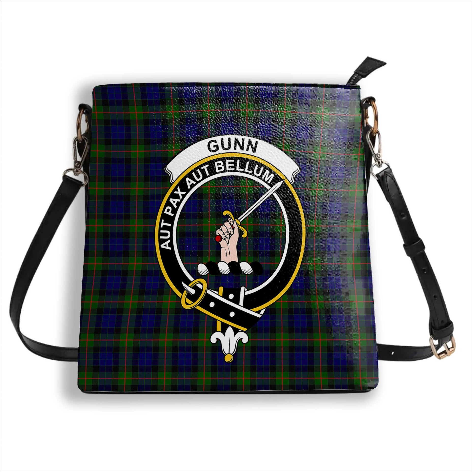 ScotsTee Shop Scottish Gunn Modern Crest Tartan Bucket Bag Ladies Shoulder Bag Midi