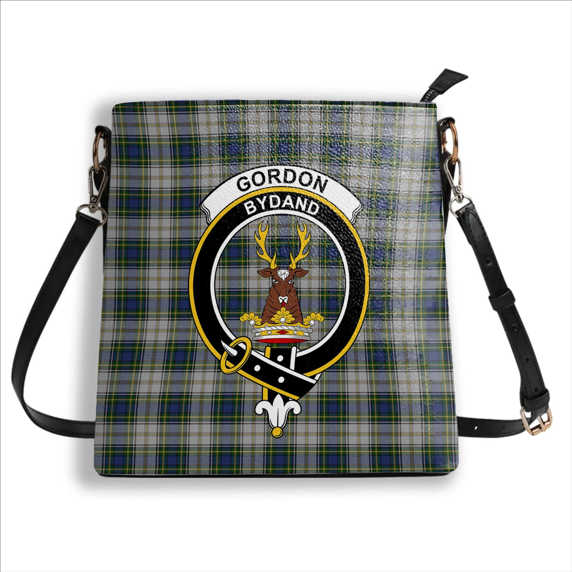 ScotsTee Shop Scottish Gordon Dress 4 Crest Tartan Bucket Bag Ladies Shoulder Bag Midi