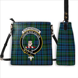 ScotsTee Shop Scottish Stephenson Hunting Red Stripe Crest Tartan Bucket Bag Ladies Shoulder Bag Midi