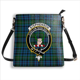 ScotsTee Shop Scottish Stephenson Hunting Red Stripe Crest Tartan Bucket Bag Ladies Shoulder Bag Midi