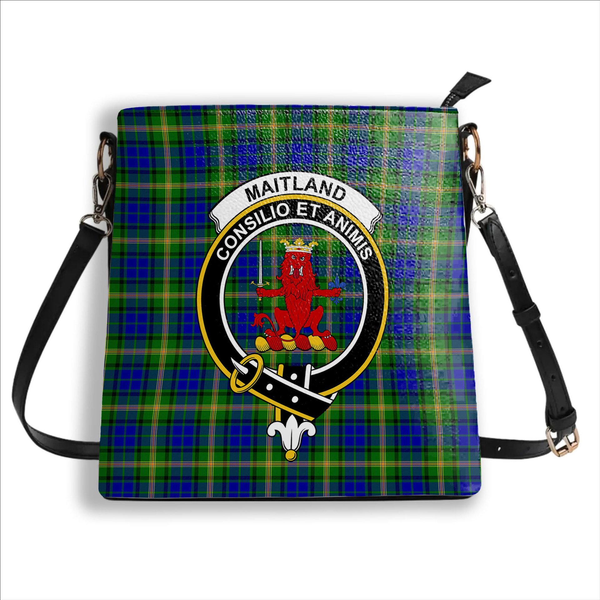 ScotsTee Shop Scottish Maitland SC Crest Tartan Bucket Bag Ladies Shoulder Bag Midi